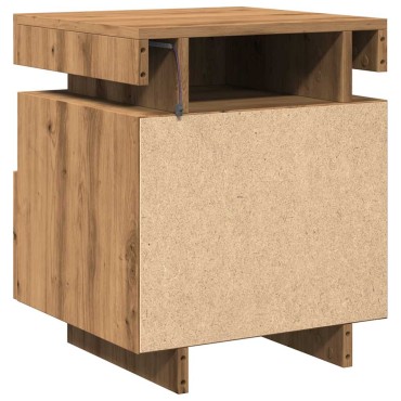 vidaXL Κομοδίνα με φώτα LED 2 τεμ. Artisan Oak 40x39x48,5cm