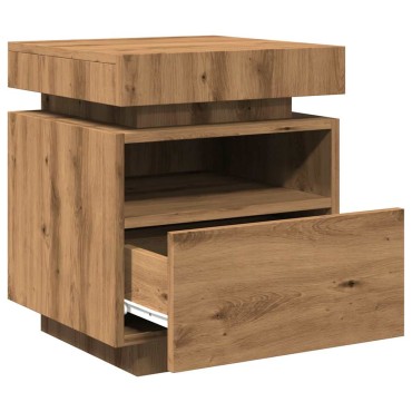 vidaXL Κομοδίνα με φώτα LED 2 τεμ. Artisan Oak 40x39x48,5cm