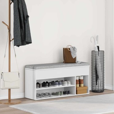Πάγκος παπουτσιών vidaXL Λευκό 102x30,5x45cm Κατασκευασμένο ξύλο