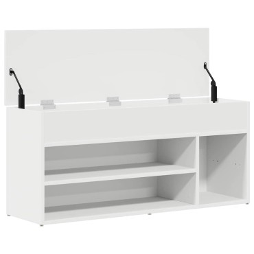 Πάγκος παπουτσιών vidaXL Λευκό 102x30,5x45cm Κατασκευασμένο ξύλο