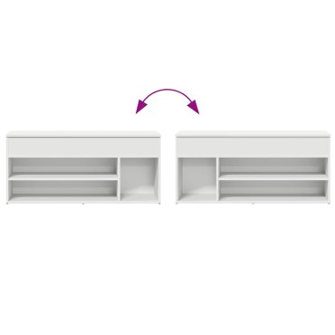 Πάγκος παπουτσιών vidaXL Λευκό 102x30,5x45cm Κατασκευασμένο ξύλο