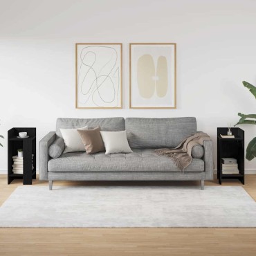 vidaXL Πλαϊνά Τραπεζάκια 2 τεμ. με Ράφι Μαύρο 25,5x27x60cm