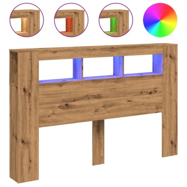 vidaXL LED κεφαλάρι Artisan Oak 160x18,5x103,5cm Κατασκευασμένο ξύλο