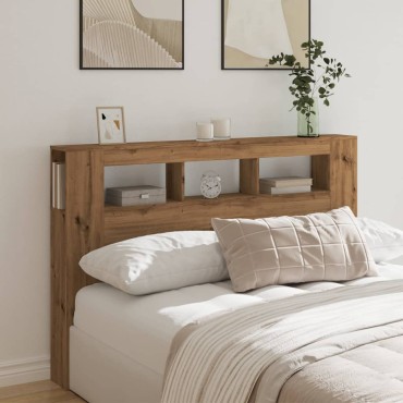 vidaXL LED κεφαλάρι Artisan Oak 160x18,5x103,5cm Κατασκευασμένο ξύλο
