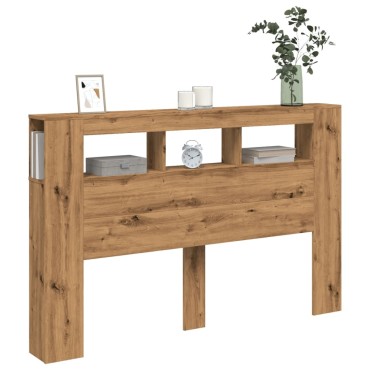 vidaXL LED κεφαλάρι Artisan Oak 160x18,5x103,5cm Κατασκευασμένο ξύλο