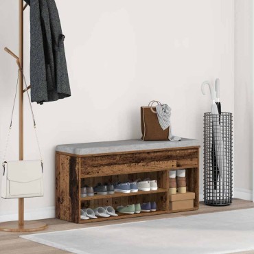 Πάγκος παπουτσιών vidaXL Παλαιό ξύλο 102x30,5x45cm Ξύλο μηχανής