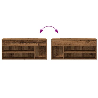 Πάγκος παπουτσιών vidaXL Παλαιό ξύλο 102x30,5x45cm Ξύλο μηχανής