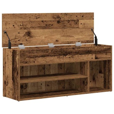 Πάγκος παπουτσιών vidaXL Παλαιό ξύλο 102x30,5x45cm Ξύλο μηχανής