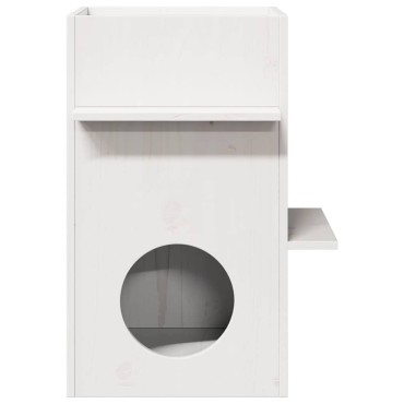 vidaXL σπιτάκι για γάτες Λευκό 43x43x60 cm από μασίφ ξύλο πεύκο