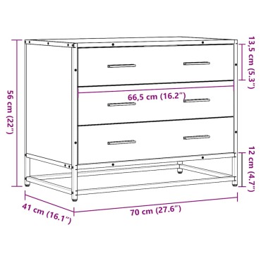 ντουλάπι συρταριών vidaXL Μαύρο 70x41x56cm Κατασκευασμένο ξύλο