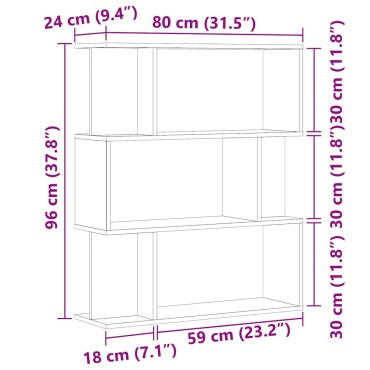 ντουλάπι βιβλίων vidaXL Παλιό ξύλο 80x24x96cm Κατασκευασμένο ξύλο
