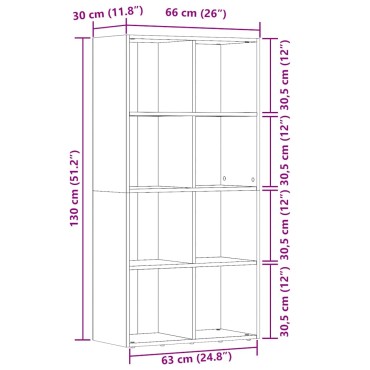 vidaXL Ντουλάπι βιβλίων Artisan Oak 66x30x130cm Κατασκευασμένο ξύλο 1 τεμ.