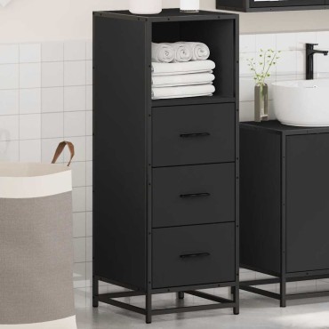 vidaXL Ντουλάπι μπάνιου Μαύρο 35x37,5x100cm Ξύλινη κατασκευή