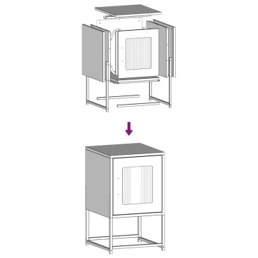 vidaXL Κομοδίνο Μαύρο 36x39x60,5cm από χάλυβα ψυχρής έλασης 1 τεμ.