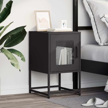 vidaXL Κομοδίνο Μαύρο 36x39x60,5cm από χάλυβα ψυχρής έλασης 1 τεμ.