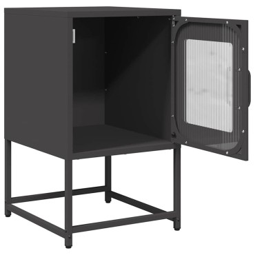 vidaXL Κομοδίνο Μαύρο 36x39x60,5cm από χάλυβα ψυχρής έλασης 1 τεμ.