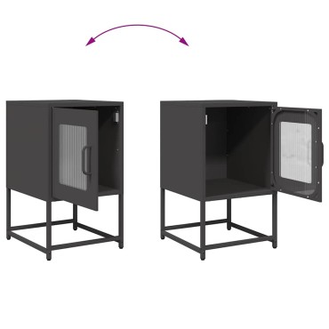 vidaXL Κομοδίνο Μαύρο 36x39x60,5cm από χάλυβα ψυχρής έλασης 1 τεμ.