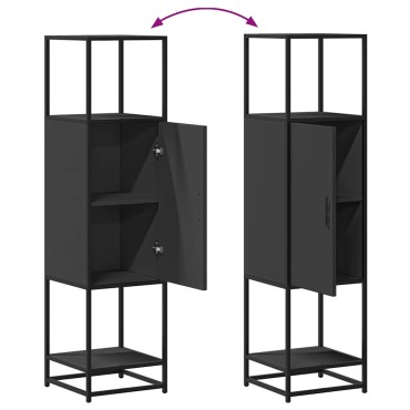 vidaXL Highboard Μαύρο 35,5x35x139cm Κατασκευασμένο ξύλο και μέταλλο 1 τεμ.