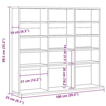 vidaXL Ντουλάπι CD Παλιό ξύλο 100x23x89,5cm Ξύλο μηχανικής κατασκευής 1 τεμ.