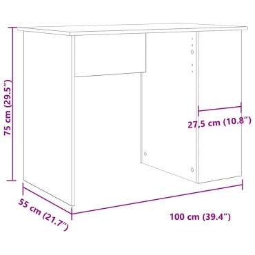 Γραφείο vidaXL Artisan Oak 100x55x75cm Κατασκευασμένο ξύλο 1 τεμ.