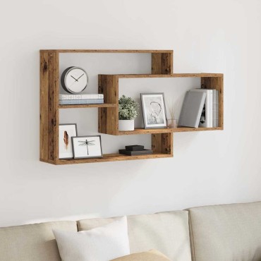 vidaXL Ράφι τοίχου Παλιό ξύλο 104x20x58,5cm Κατασκευασμένο ξύλο 1 τεμ.