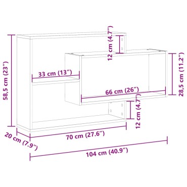 vidaXL Ράφι τοίχου Παλιό ξύλο 104x20x58,5cm Κατασκευασμένο ξύλο 1 τεμ.
