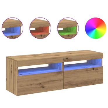 vidaXL σετ ντουλαπιών τηλεόρασης 2 τεμ. με φώτα LED Artisan Oak 60x35x40 cm