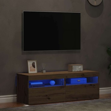 vidaXL σετ ντουλαπιών τηλεόρασης 2 τεμ. με φώτα LED Artisan Oak 60x35x40 cm