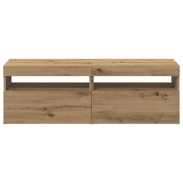 vidaXL σετ ντουλαπιών τηλεόρασης 2 τεμ. με φώτα LED Artisan Oak 60x35x40 cm
