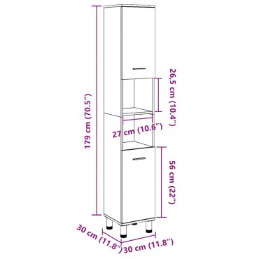 vidaXL Στήλη Μπάνιου Γκρι του Σκυροδέματος 30x30x179cm Μοριοσανίδα 1 τεμ.