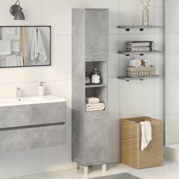 vidaXL Στήλη Μπάνιου Γκρι του Σκυροδέματος 30x30x179cm Μοριοσανίδα 1 τεμ.