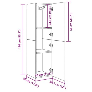 vidaXL Ντουλάπι τηλεόρασης Artisan Oak 30,5x30x110cm Ξύλινη κατασκευή