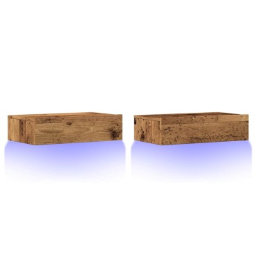 vidaXL Σετ ντουλάπι τηλεόρασης 2 τεμαχίων με φώτα LED Παλιό ξύλο