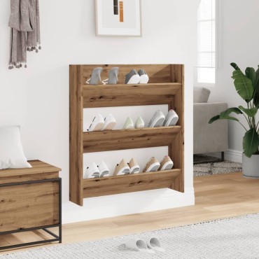 vidaXL Ντουλάπι παπουτσιών τοίχου Artisan Oak Κατασκευασμένο ξύλο 80x18x90 cm