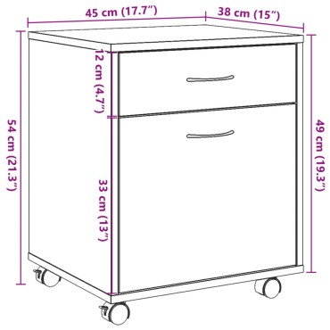 vidaXL Τροχήλατο ντουλάπι Artisan Oak 45x38x54cm Κατασκευασμένο ξύλο