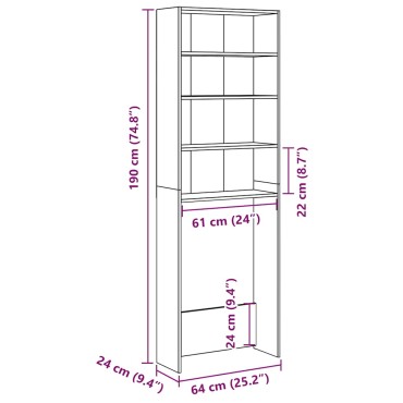 vidaXL Ντουλάπι πλυντηρίου ρούχων Παλιό ξύλο 64x24x190 cm