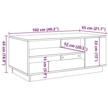 vidaXL Τραπεζάκι σαλονιού Παλιό ξύλο 102x55x43cm Κατασκευασμένο ξύλο 1 τεμ.