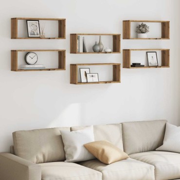 vidaXL Ράφια κύβων τοίχου 6 τεμ. Artisan Oak Κατασκευασμένο ξύλο