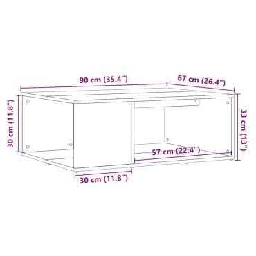 vidaXL Τραπεζάκι σαλονιού Artisan Oak 90x67x33cm Κατασκευασμένο ξύλο 1 τεμ.
