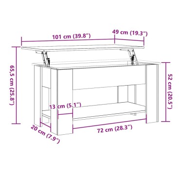 vidaXL Τραπεζάκι σαλονιού Παλιό ξύλο 101x49x52cm Κατασκευασμένο ξύλο 1 τεμ.