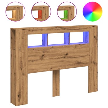 vidaXL LED κεφαλάρι Artisan Oak 140x18,5x103,5cm Κατασκευασμένο ξύλο