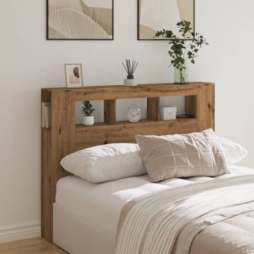 vidaXL LED κεφαλάρι Artisan Oak 140x18,5x103,5cm Κατασκευασμένο ξύλο