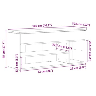 Πάγκος παπουτσιών vidaXL Sonoma Oak 102x30,5x45cm Κατασκευασμένο ξύλο