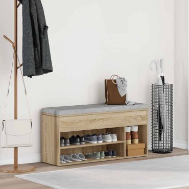 Πάγκος παπουτσιών vidaXL Sonoma Oak 102x30,5x45cm Κατασκευασμένο ξύλο