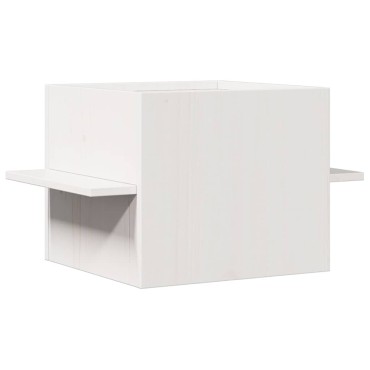vidaXL σπιτάκι για γάτες λευκό 51x35x30 cm από μασίφ ξύλο πεύκο