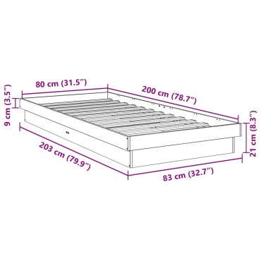 vidaXL Πλαίσιο κρεβατιού χωρίς στρώμα 80x200 cm Ξύλο μασίφ δρυός