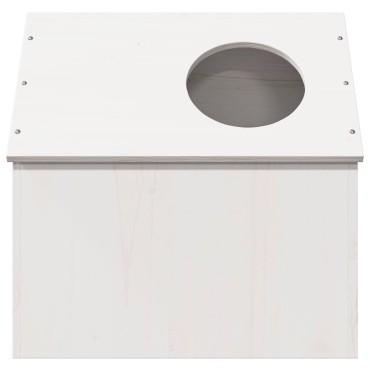 vidaXL σπιτάκι για γάτες λευκό 41x50x50 cm από μασίφ ξύλο πεύκο