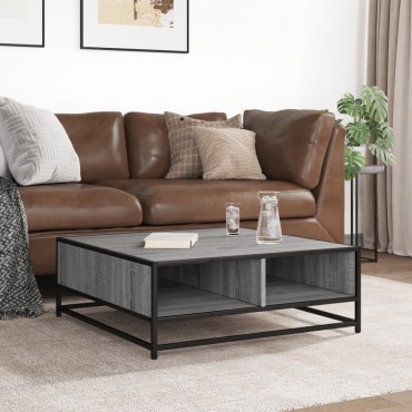 vidaXL Τραπεζάκι σαλονιού Grey Sonoma Κατασκευασμένο ξύλο και μέταλλο 80x80x30cm 1 τεμ.