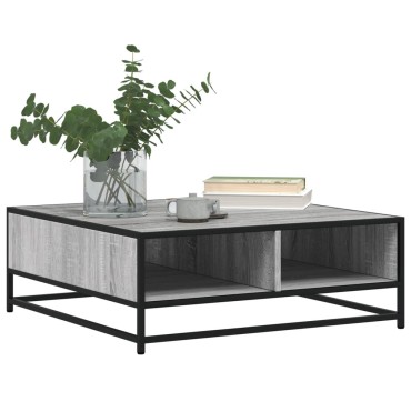 vidaXL Τραπεζάκι σαλονιού Grey Sonoma Κατασκευασμένο ξύλο και μέταλλο 80x80x30cm 1 τεμ.