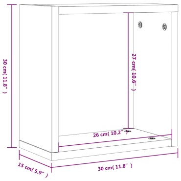 vidaXL Ράφια κύβων τοίχου 2 τεμ. καπνιστή δρυς 30x15x30cm